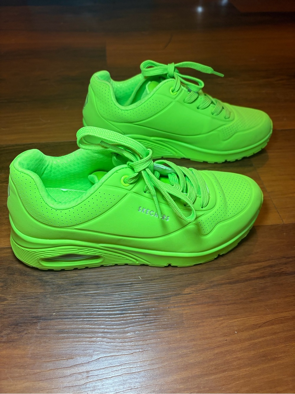 Skechers Uno Nightshade Lime Green Lace-Up Sneakers